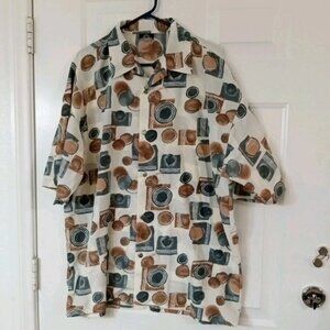 Vtg 90s Solo Semore Shirt Men’s XL Abstract Geometric Short Sleeve Button Up USA